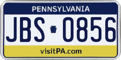 PA license plate JBS0856