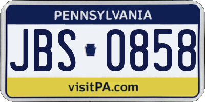 PA license plate JBS0858