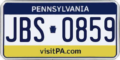 PA license plate JBS0859