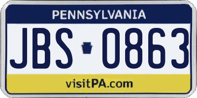 PA license plate JBS0863
