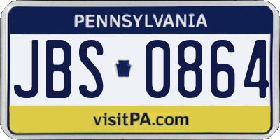 PA license plate JBS0864