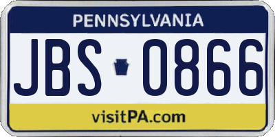 PA license plate JBS0866