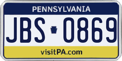 PA license plate JBS0869