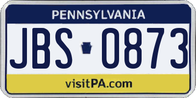 PA license plate JBS0873