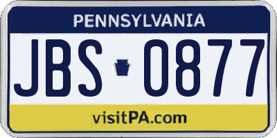 PA license plate JBS0877