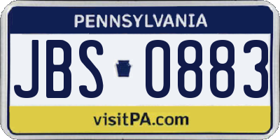 PA license plate JBS0883