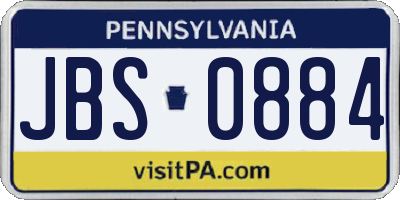 PA license plate JBS0884