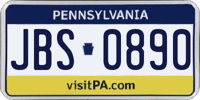 PA license plate JBS0890