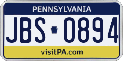 PA license plate JBS0894
