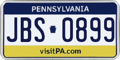 PA license plate JBS0899