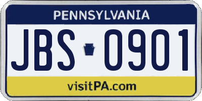 PA license plate JBS0901