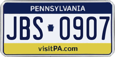 PA license plate JBS0907