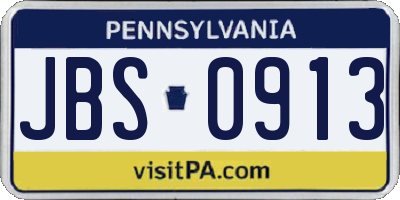 PA license plate JBS0913