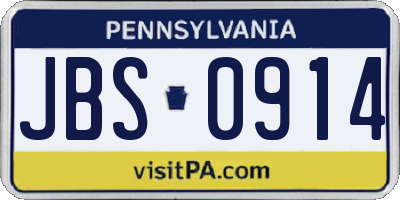 PA license plate JBS0914