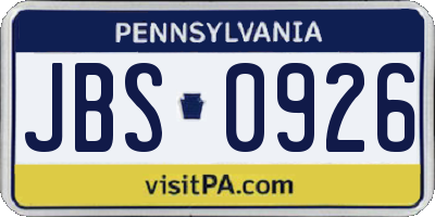 PA license plate JBS0926