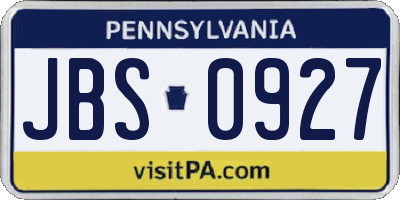 PA license plate JBS0927