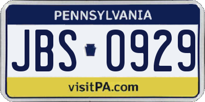 PA license plate JBS0929