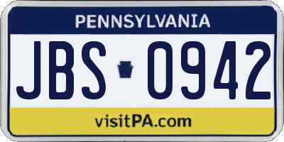 PA license plate JBS0942