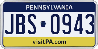 PA license plate JBS0943