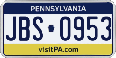 PA license plate JBS0953