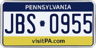 PA license plate JBS0955