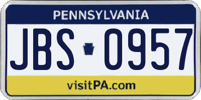 PA license plate JBS0957