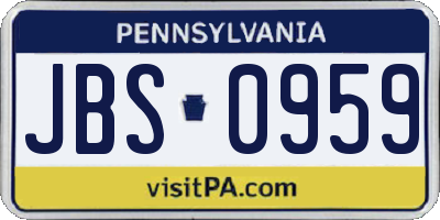 PA license plate JBS0959