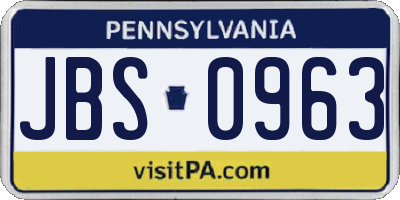 PA license plate JBS0963