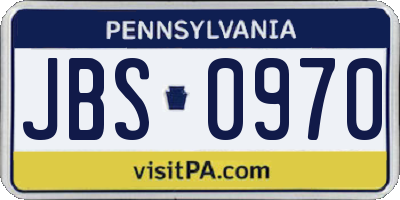 PA license plate JBS0970