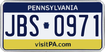 PA license plate JBS0971