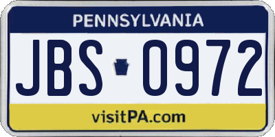 PA license plate JBS0972