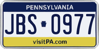 PA license plate JBS0977