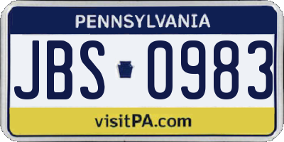 PA license plate JBS0983