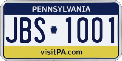 PA license plate JBS1001