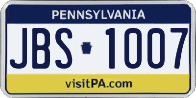 PA license plate JBS1007