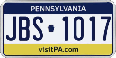 PA license plate JBS1017