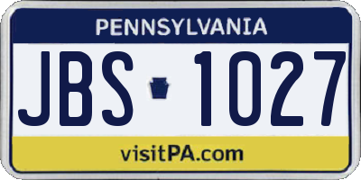 PA license plate JBS1027