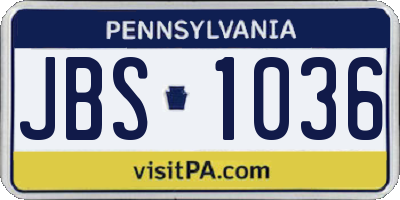 PA license plate JBS1036