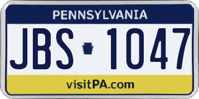 PA license plate JBS1047