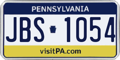 PA license plate JBS1054