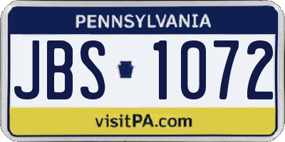 PA license plate JBS1072