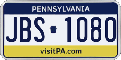 PA license plate JBS1080