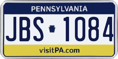 PA license plate JBS1084