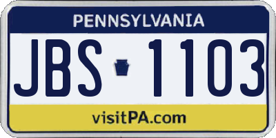 PA license plate JBS1103