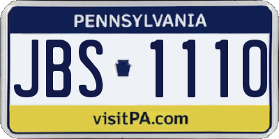 PA license plate JBS1110