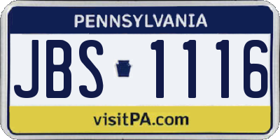 PA license plate JBS1116