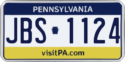 PA license plate JBS1124