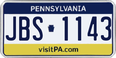 PA license plate JBS1143