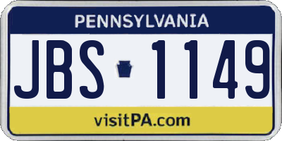 PA license plate JBS1149