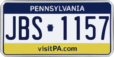 PA license plate JBS1157